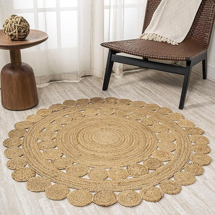 JONATHAN Y Bodhi Jute Hippie Circle Natural 4' Round Indoor Area Rug, Natural-Fibers, Geometric, ... | Amazon (US)