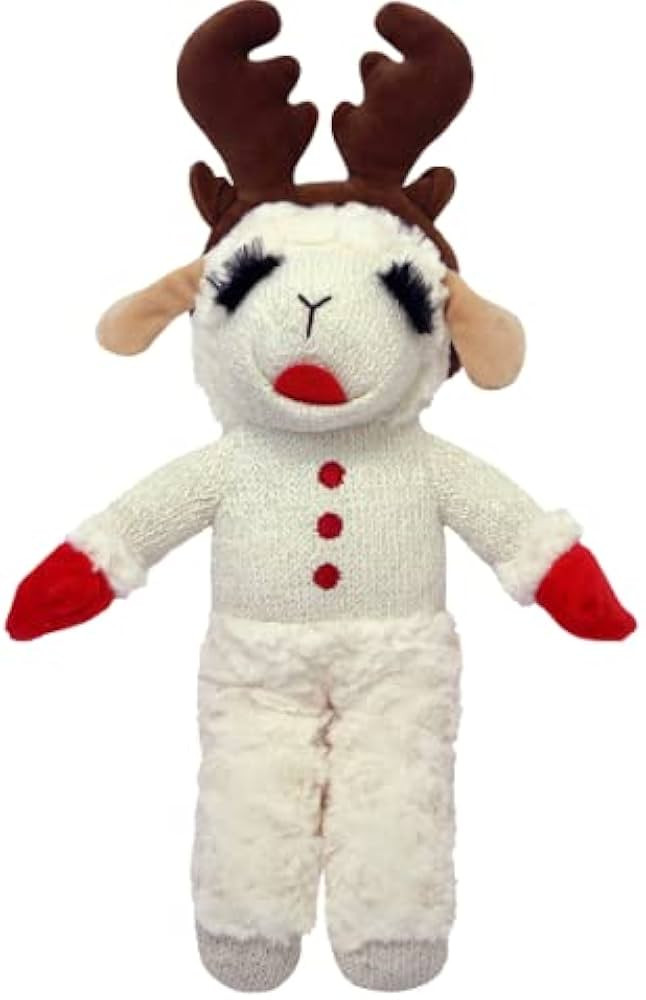 Multipet Holiday Lamb Chop with Reindeer Antlers Plush Dog Toy (13" Standing Lamb) | Amazon (US)