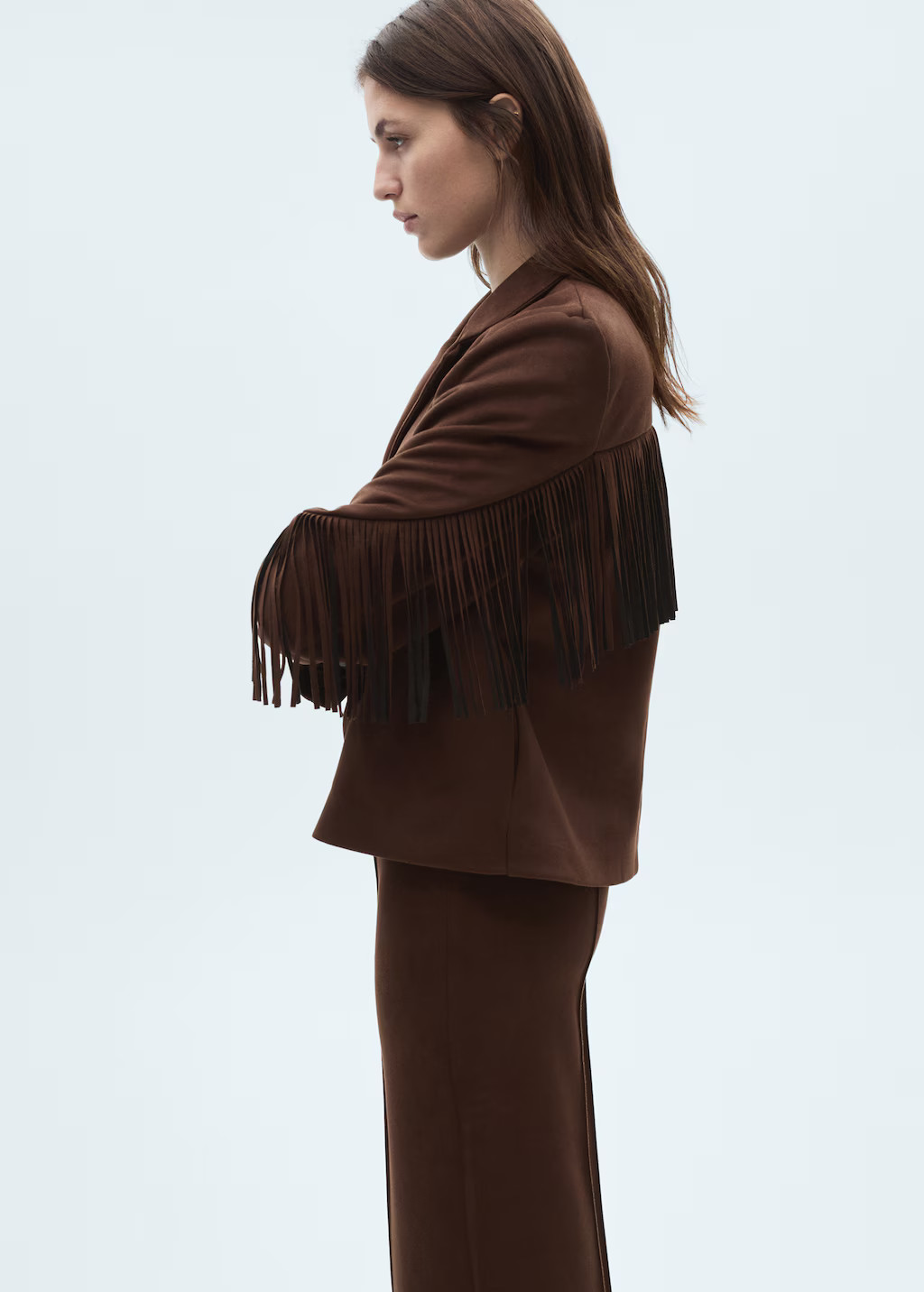 Suede-effect fringed jacket - Women | MANGO USA | Mango (US/MX/AU)