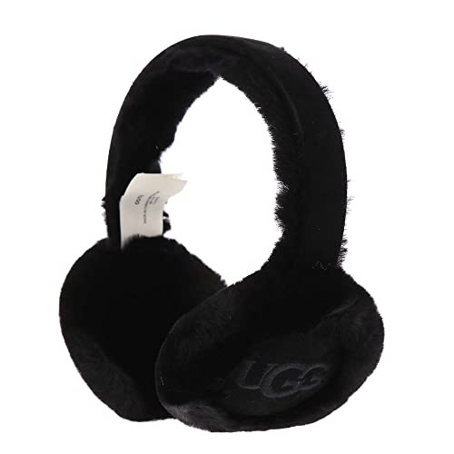 UGG Women's Water Resistant Sheepskin Earmuffs with Embroidered Logo, Black, One Size | Amazon (US)