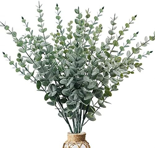 CEWOR 6pcs 29 Inches Tall Artificial Eucalyptus Stems Faux Eucalyptus Branches Greenery Plants fo... | Amazon (US)