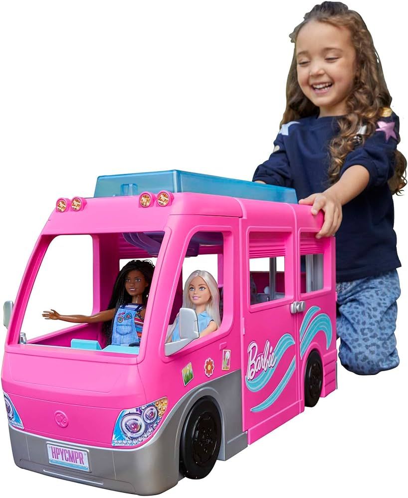 Barbie Camper Playset, Dreamcamper Toy Vehicle with 60 Accessories Including Furniture, Pool and ... | Amazon (US)