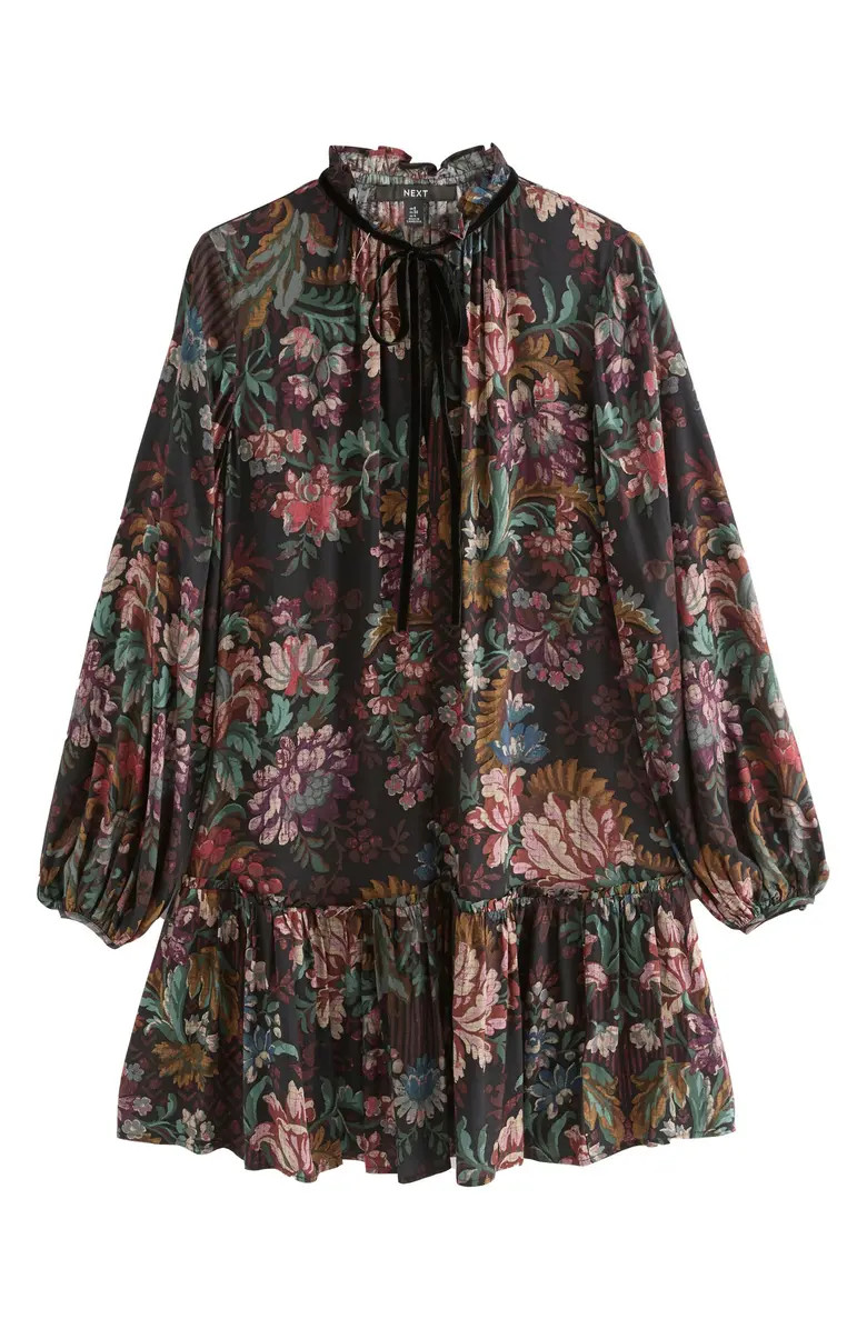 NEXT Floral Long Sleeve Ruffle Hem Dress | Nordstrom | Nordstrom