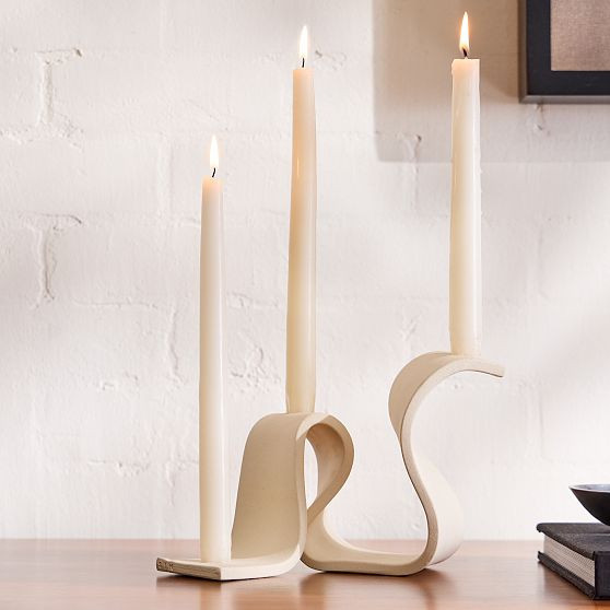 Sin Movement Ceramic Candelabra, 3 Taper | West Elm (US)