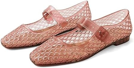 DOEYG Jelly Mary Ballet Flats for Women Jelly Sandals Shoes Women Beach Jellies Mary Jane Flats B... | Amazon (US)