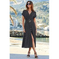 Sosandar Belted Spot Shirt Dress Black - Sosandar - Size: 10 | JD Williams (UK)