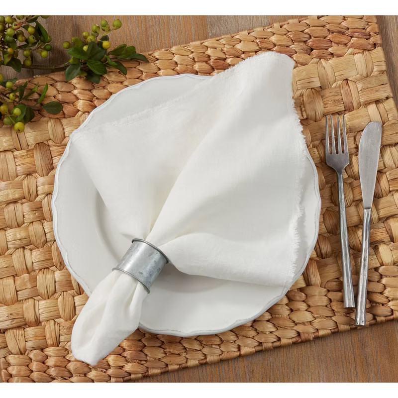 Fringed Design Stone Washed Napkins Ivory (Set of 4) | Target