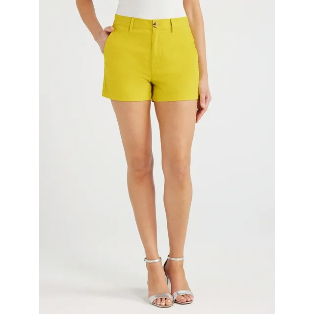 Free Assembly Women’s Mid-Rise Chino Shorts, 4” Inseam, Sizes 0-22 | Walmart (US)