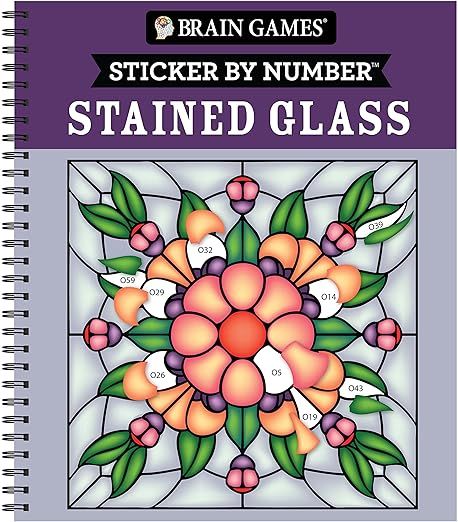 Brain Games - Sticker by Number: Stained Glass (28 Images to Sticker) | Amazon (US)