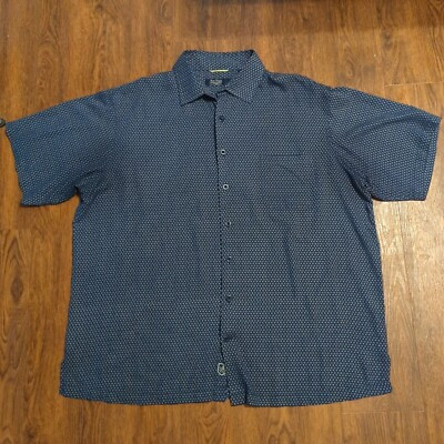 Nat Nast Shirt Mens 2XT 100% Silk Blend Classic Button up Navy Short Sleeve Tall | eBay US