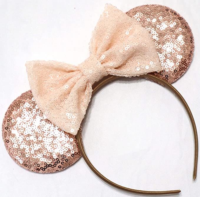CLGIFT Rose gold Minnie Ears Beige, bridal wedding Minnie Ears, Silver gold blue minnie ears, Rai... | Amazon (US)