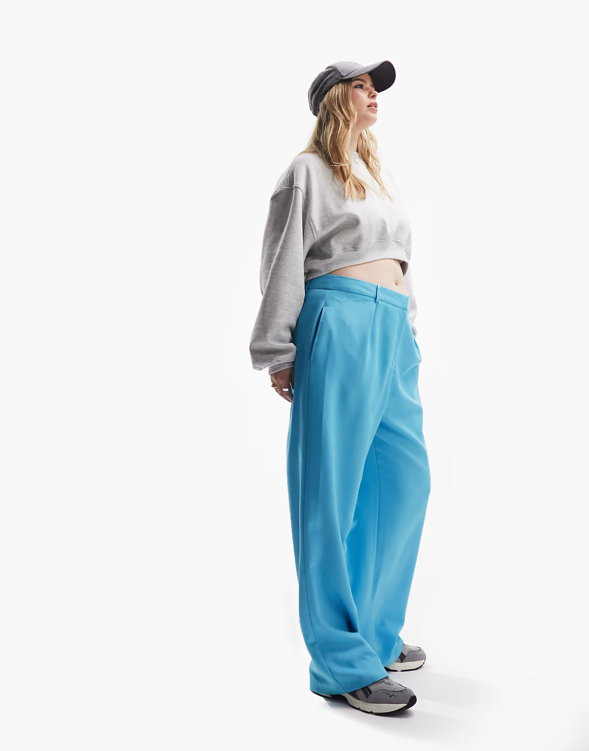ASOS DESIGN Curve everyday slouchy boy pants in pop turquoise | ASOS (Global)