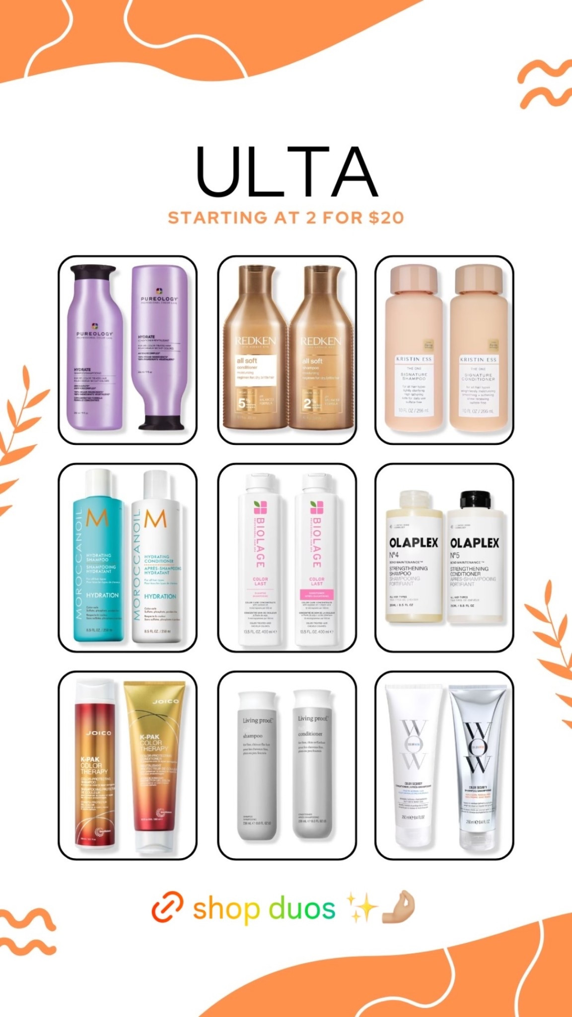 Ulta sale!!!!🚿😍 Duos starting at 2 for $20!

Shampoo, conditioner, beauty, travel, @ulta

#LTKSaleAlert #LTKmomlife #LTKBeauty
