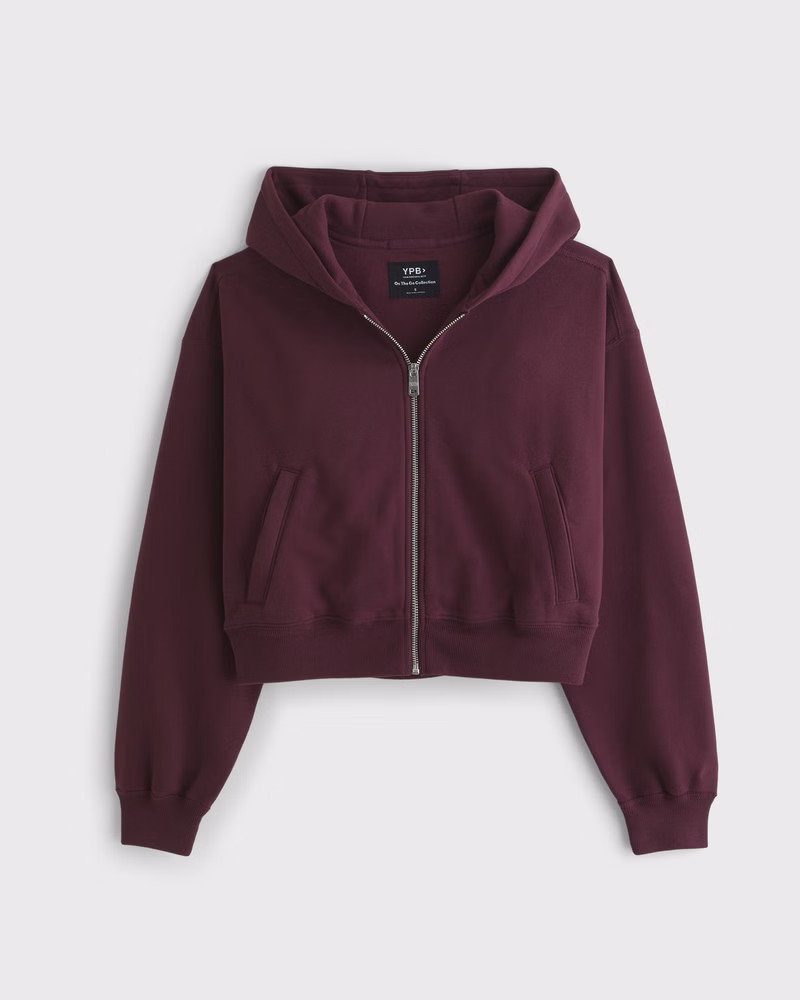 Abercrombie & Fitch Women's YPB On The Go French Terry Full-Zip in Red Wine - Size XS | Abercrombie & Fitch (US)