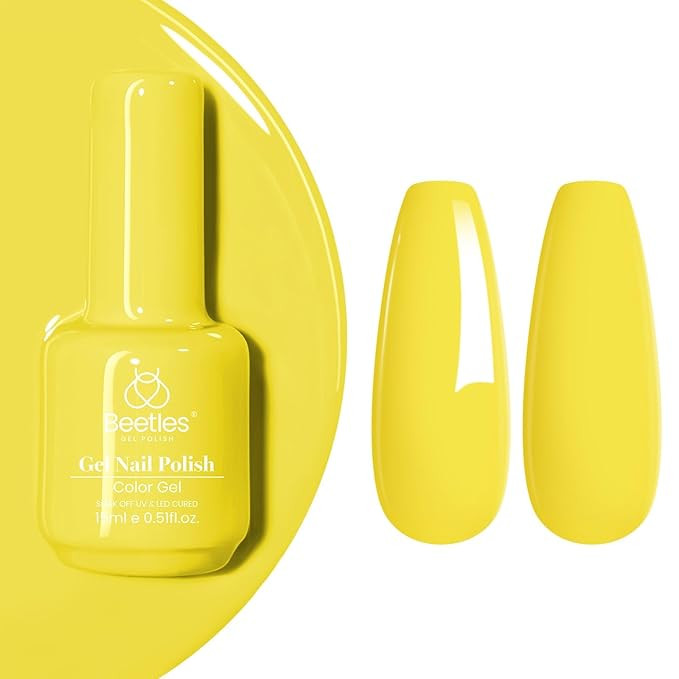 beetles Gel Polish, 15ml Canary Yellow Color Gel Polish Soak Off LED Nail Lamp Gel Polish Nail Ar... | Amazon (US)