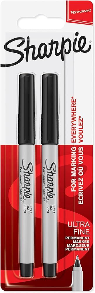 Sharpie Permanent Markers, Ultra-Fine Tip - Black, Pack of 2 | Amazon (US)