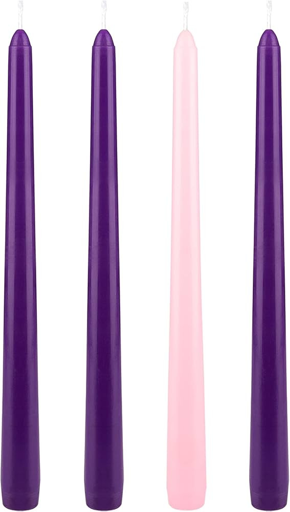 Mega Candles 4 pcs Unscented Christmas Advent Taper Candle, Hand Poured Wax Candles 10 Inch x 7/8... | Amazon (US)