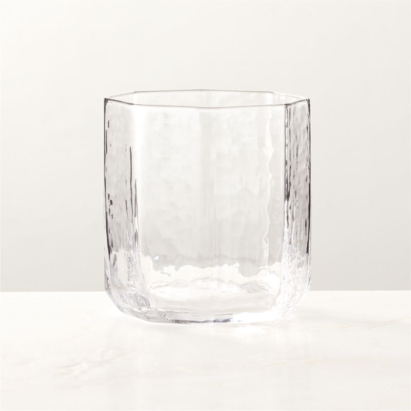 Panel Modern Faceted Clear Double Old Fashioned Glass | CB2 | CB2