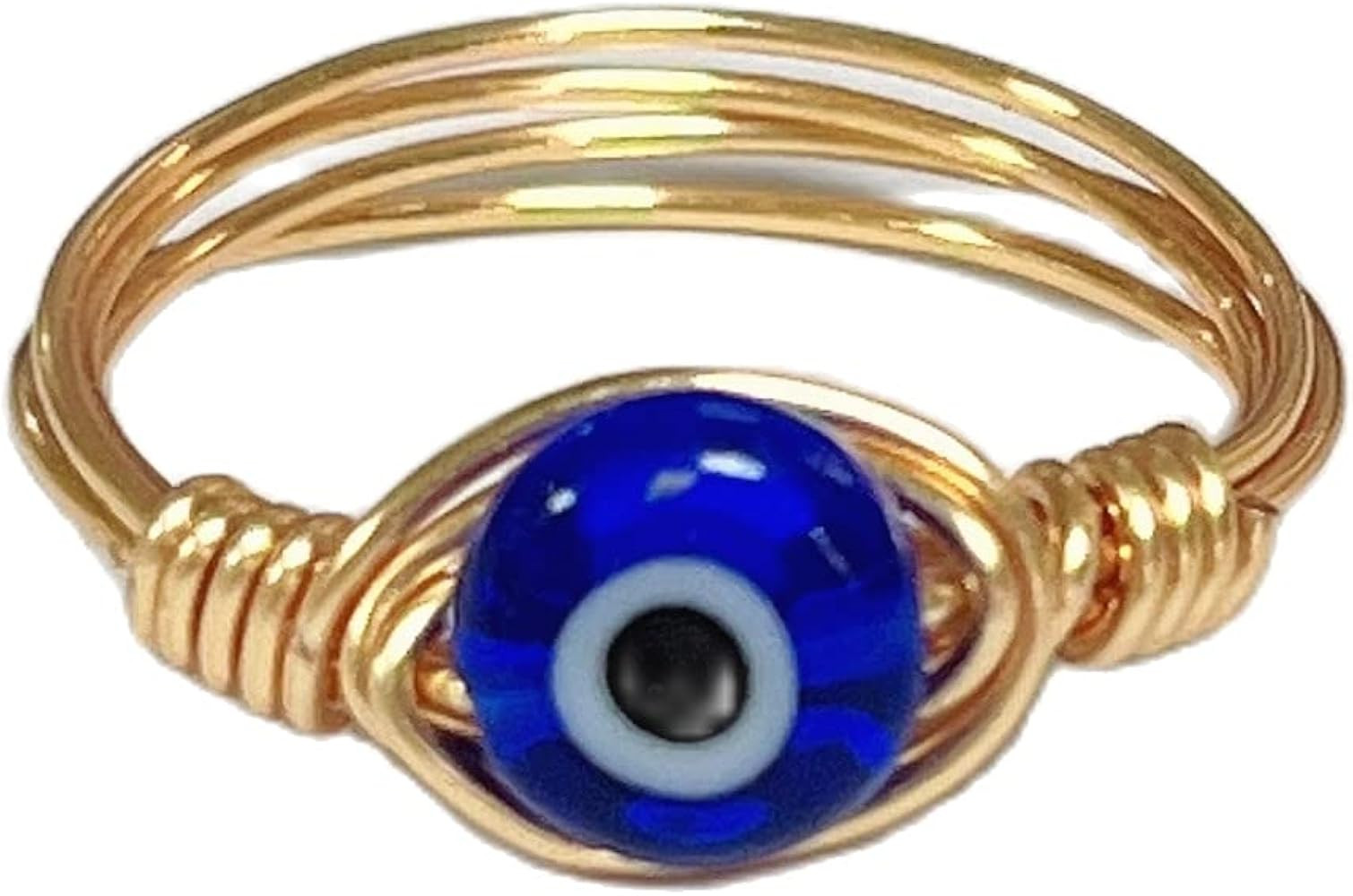COLORFUL BLING Evil Eye Bead Knuckle Stackable Finger Ring Gold Wire Wrap Ring Healing for Women ... | Amazon (US)
