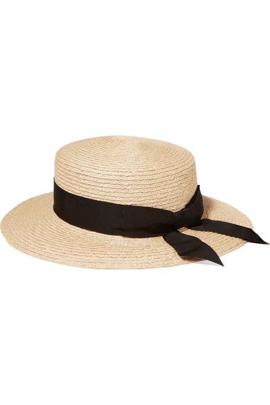 Brigitte grosgrain-trimmed woven hemp boater hat | NET-A-PORTER (UK & EU)
