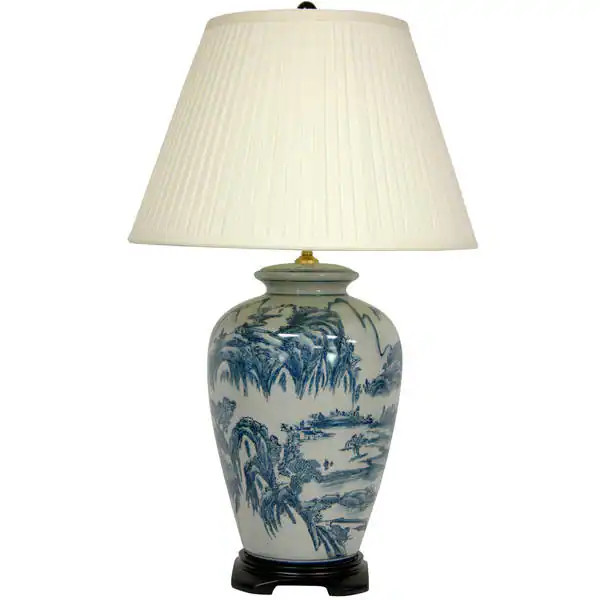 Blue and White Porcelain Chinese Landscape Lamp (China) - Bed Bath & Beyond - 6345203 | Bed Bath & Beyond