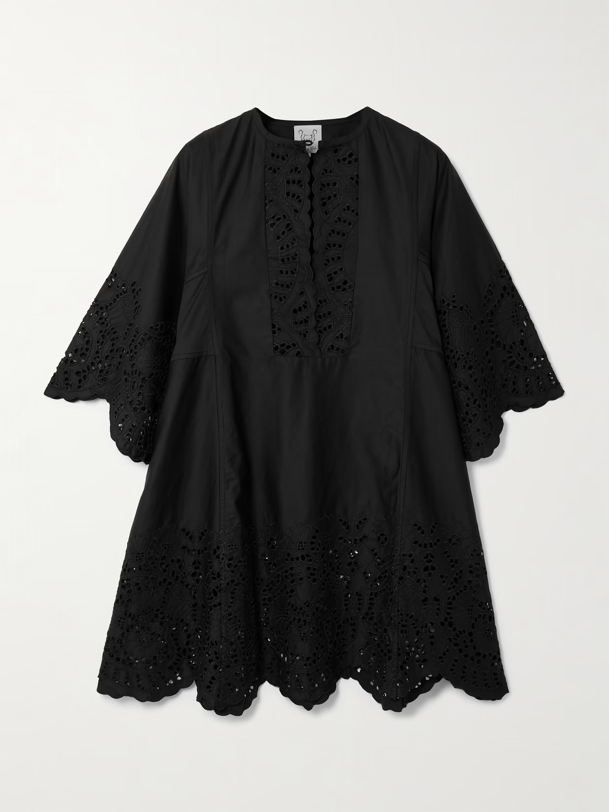 Thierry Colson - Rachel Broderie Anglaise Cotton-poplin Kaftan - Black | NET-A-PORTER (UK & EU)