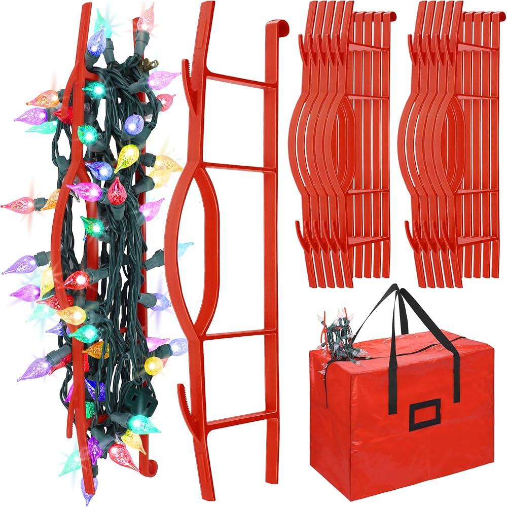 RUODON 12 Pack Christmas Lights Storage Holders with Storage Bag Hanging Rope Cord String Winder Org | Amazon (US)