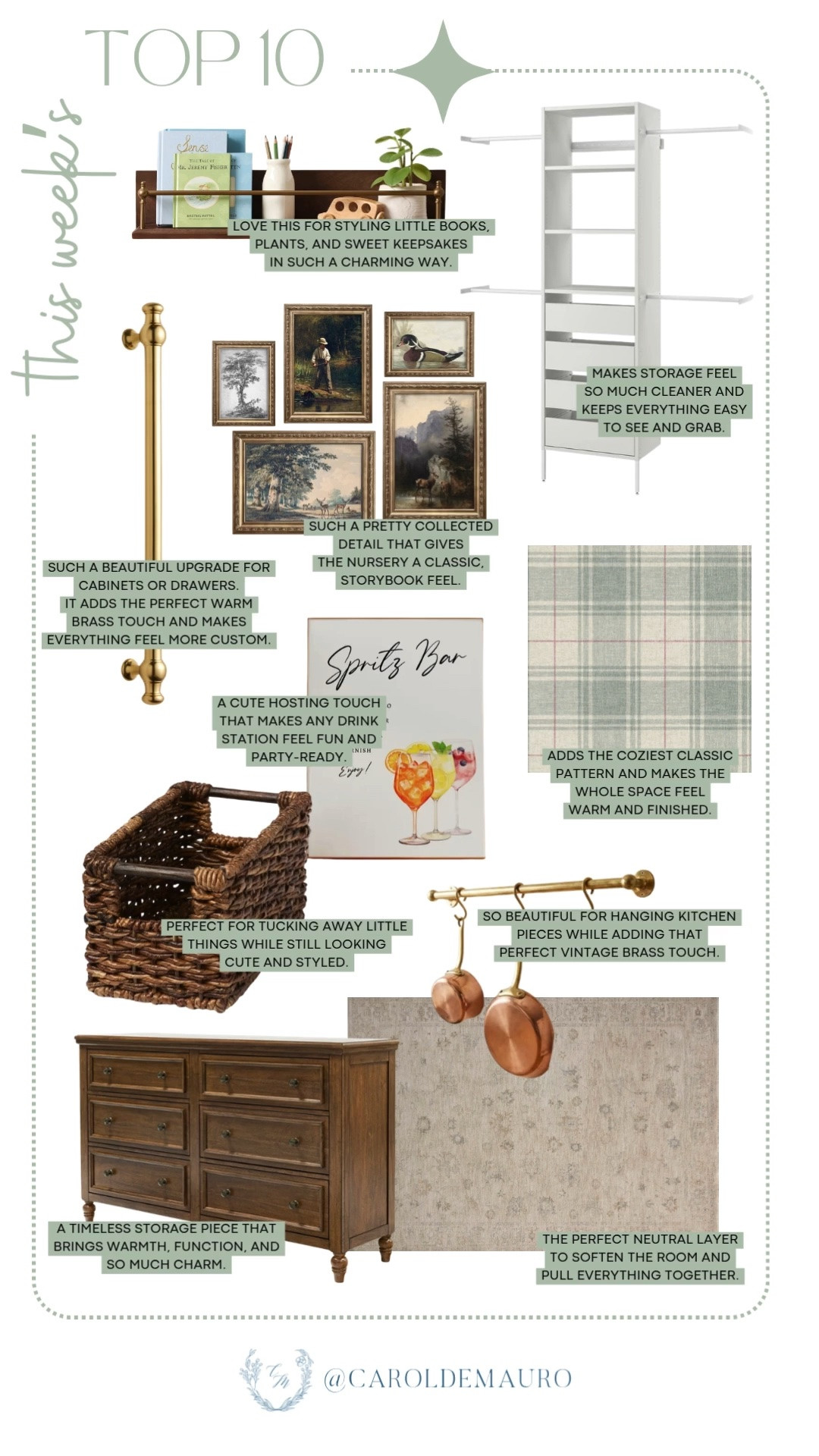weekly top 10, bestsellers, follower favorites, home decor, nursery decor, DIY closet, hosting essentials, brass hardware, console cabinet, plaid wallpaper, neutral rug, home styling, home organization, woven basket

#LTKHome