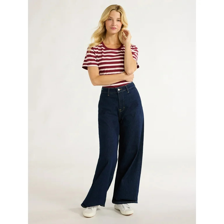 Free Assembly Women's Cotton Cropped Boxy Tee with Short Sleeves, Sizes XS-XXL | Walmart (US)