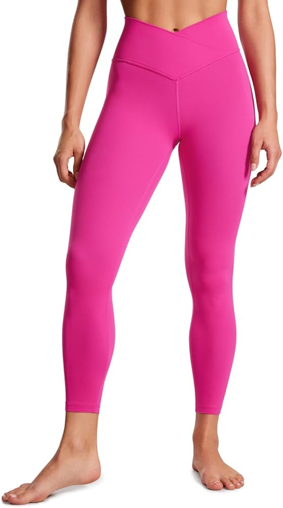 CRZ YOGA Womens Butterluxe Cross Waist Workout Leggings 25" / 28" - V Crossover High Waisted Gym ... | Amazon (US)