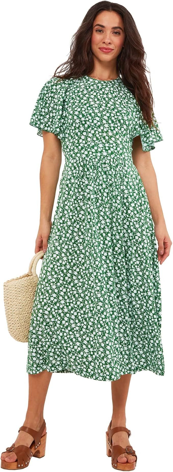 Joe Browns Women's Open Tie Back Ditsy Floral Midi Jersey Dress Casual | Amazon (UK)