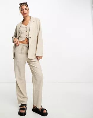 Monki 3 piece linen blazer, vest and pants set | ASOS (Global)