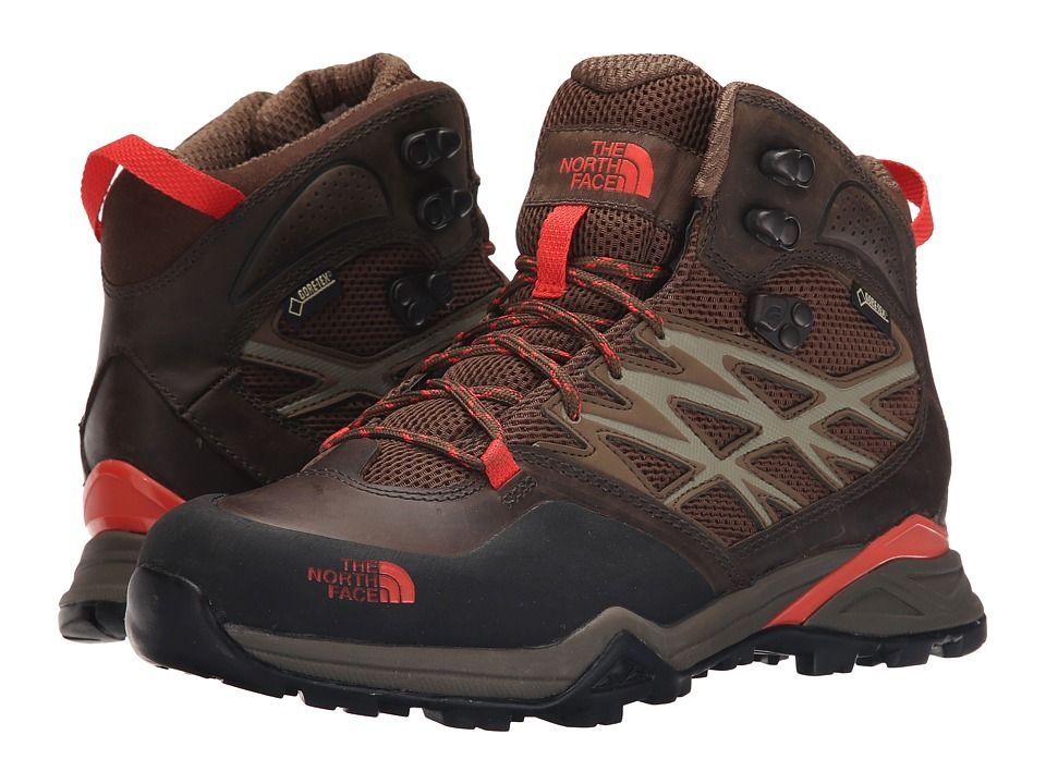 The North Face - Hedgehog Hike Mid GTX (Morel Brown/Radiant Orange) Women's Hiking Boots | Zappos