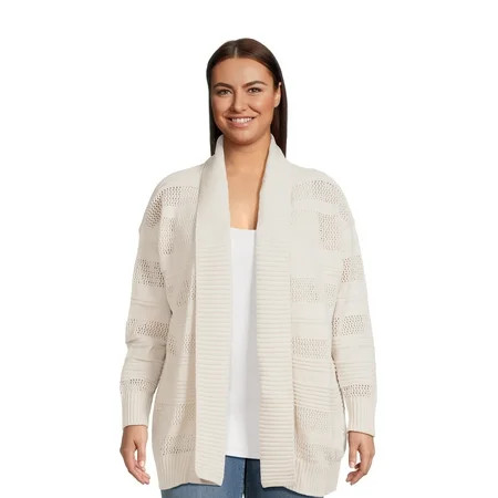 Terra & Sky Women s Plus Size Chenille Shawl Cardigan Sweater Midweight | Walmart (US)
