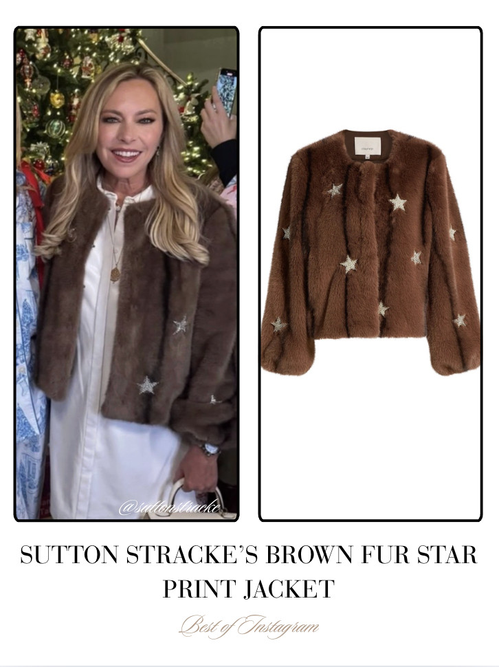 Sutton Stracke's Brown Fur Star Print Jacket 📸= @suttonstracke 

 