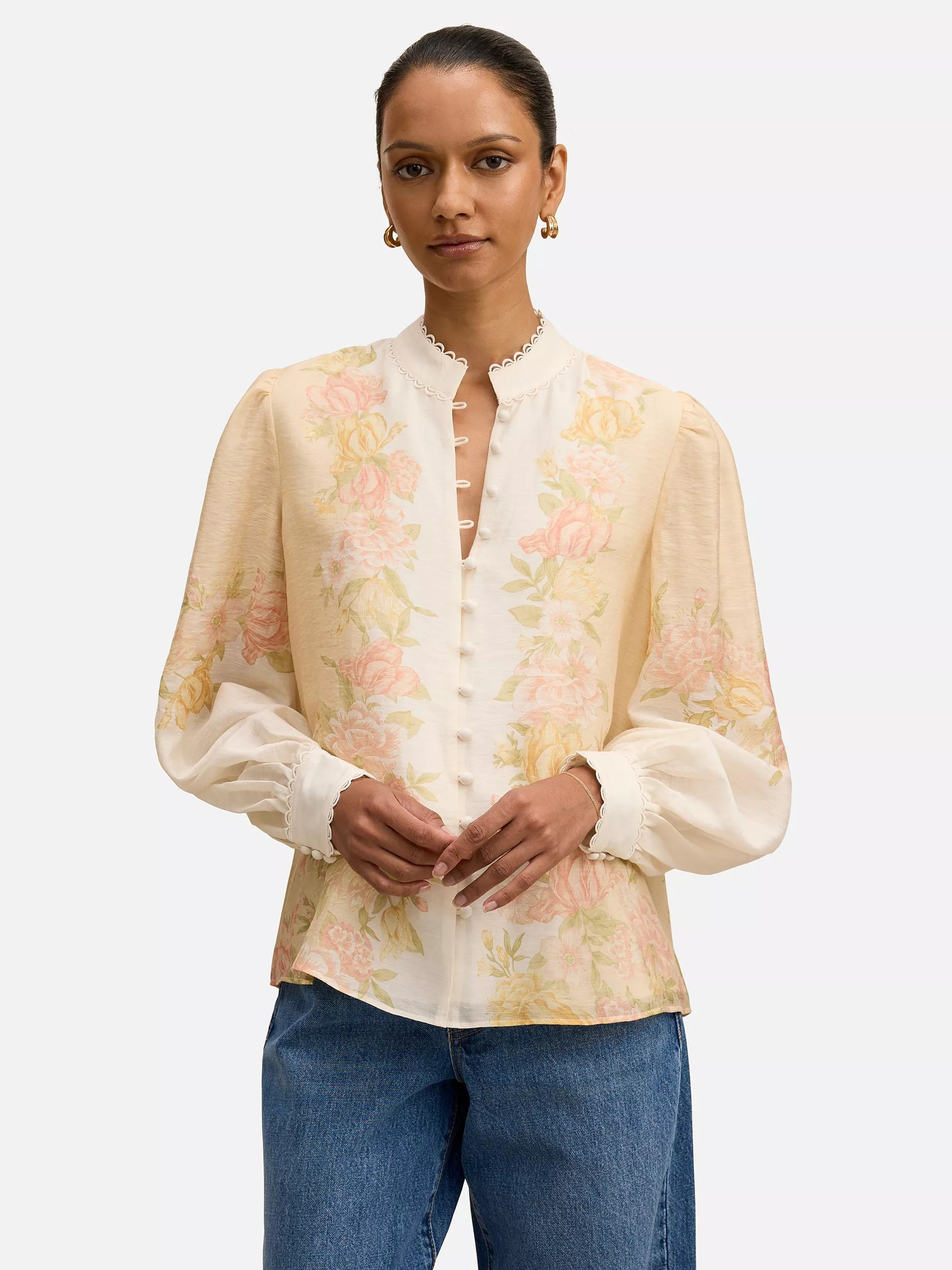 Forever New Petite Emma Blouse, Peach | John Lewis (UK)