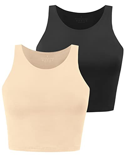 Workout Crop Tops for Women Cropped Racerback Halter Neck Shirts Sleeveless Yoga Tops Pack | Amazon (US)