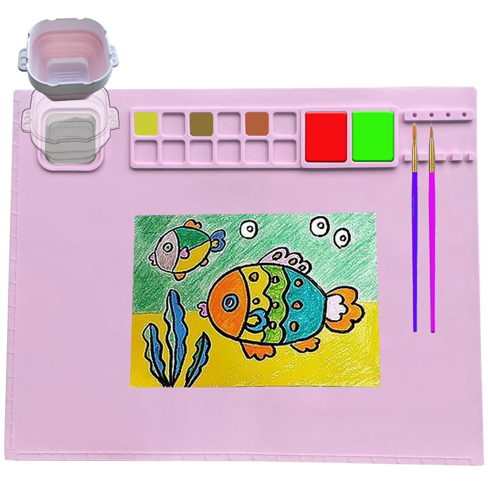 JSXZWOO Silicone Painting Mat with Cup, 20"x16" Food Grade Silicone Craft Art Mat for Painting, P... | Amazon (US)