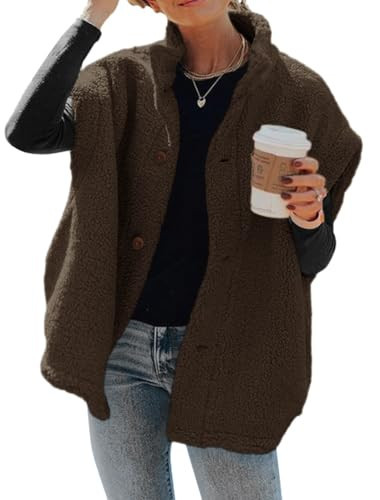 Hongqizo Womens Fuzzy Fleece Vest Casual Oversized Warm Button Down Sherpa Vest Jacket with Pockets | Amazon (US)