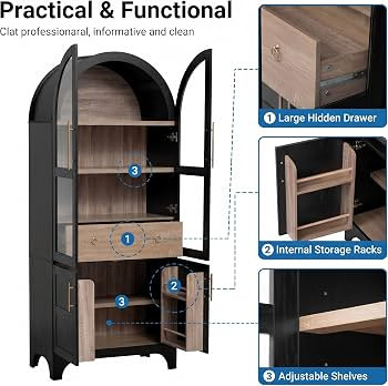 Kitchen Pantry Cabinet, 71" Tall Arched Kitchen Storage Cabinet Wood Farmhouse Kitchen Storage Ca... | Amazon (US)