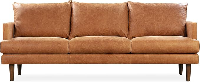 POLY & BARK Girona Sofa in Full-Grain Pure-Aniline Italian Leather, Cognac Tan | Amazon (US)