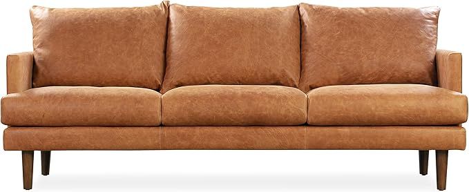 POLY & BARK Girona Sofa in Full-Grain Pure-Aniline Italian Leather, Cognac Tan | Amazon (US)