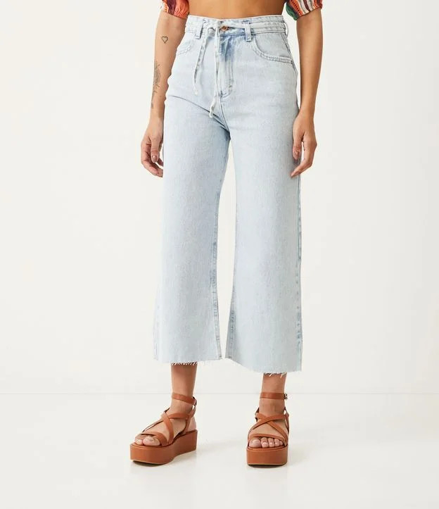Calça Pantacourt em Jeans com Cordão Azul | Renner (BR)