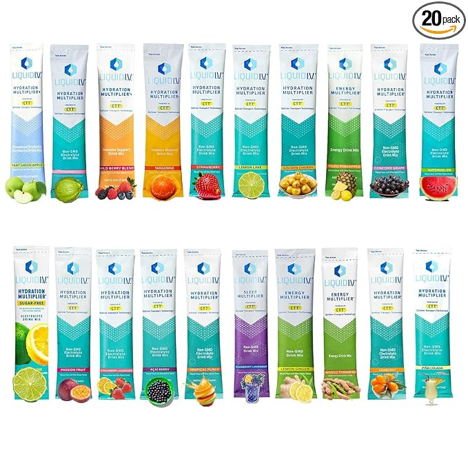 Hydration Multiplier Liquid IV Variety Pack - 20 Different Flavors Sampler Packets - Electrolyte ... | Amazon (US)