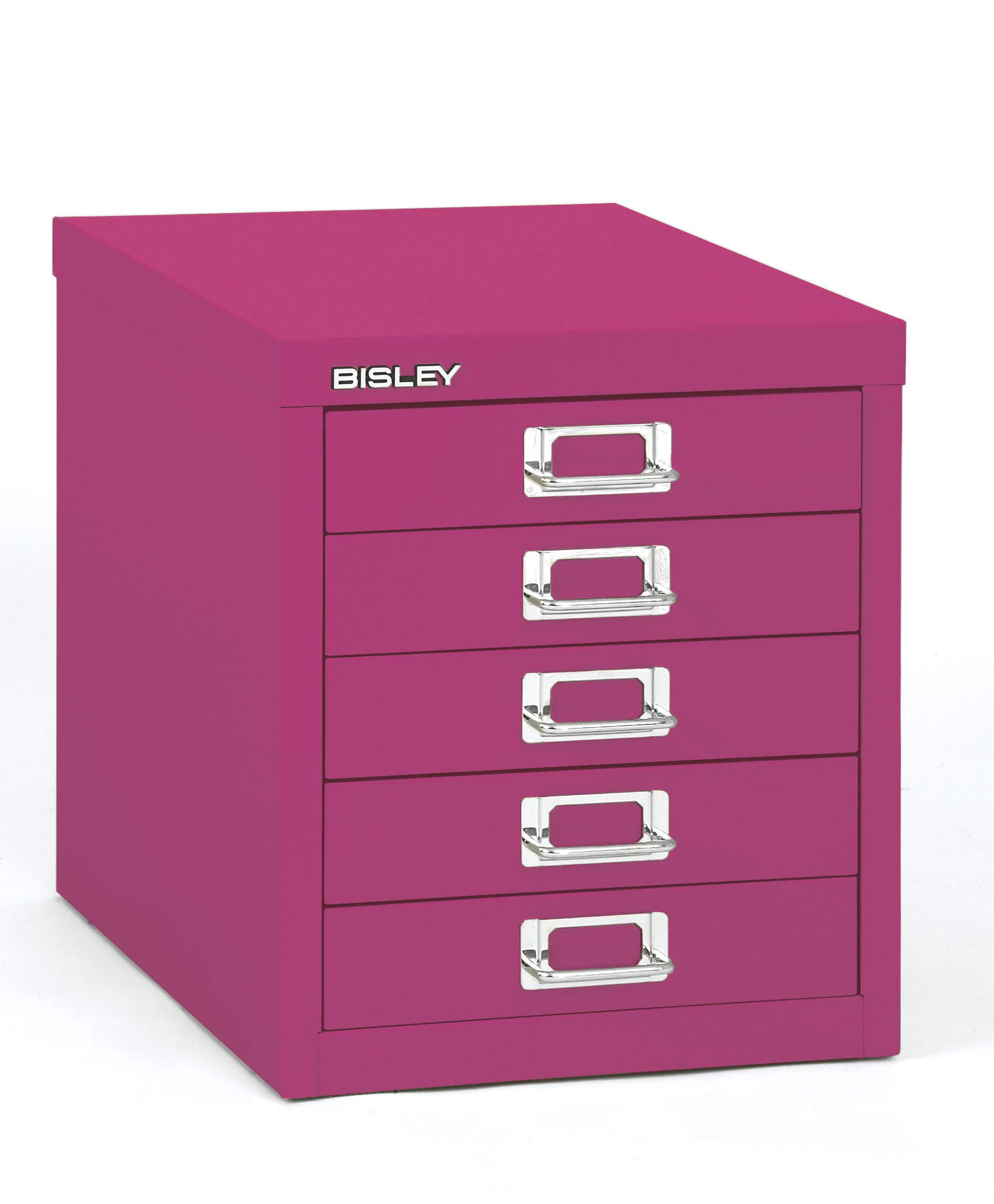 Bisley 5-Drawer Steel MultiDrawer Cabinet - Fuchsia, Chrome Pull Handles with Label Holders, Powd... | Amazon (US)