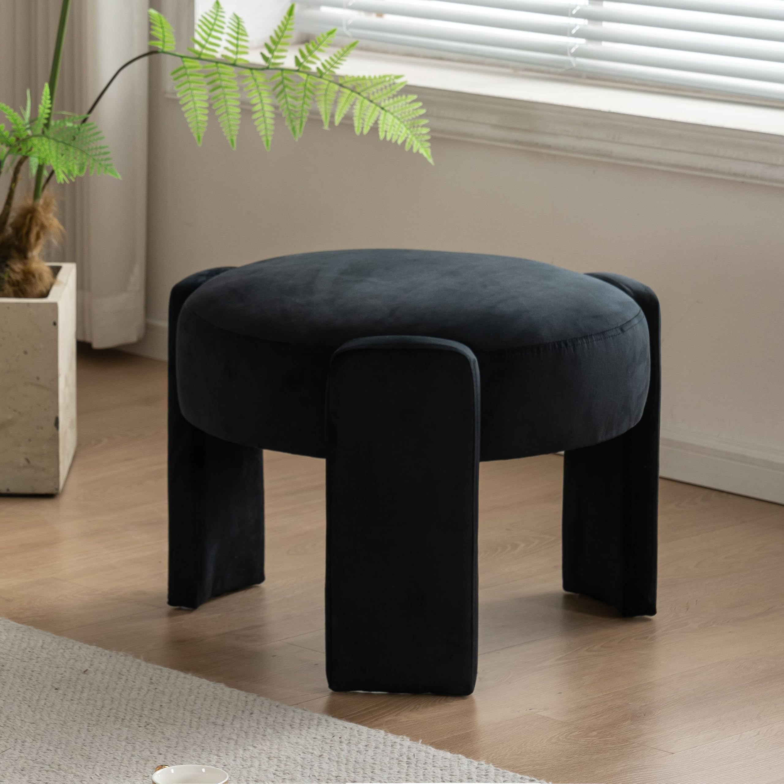 VKNOW Velvet Ottoman Mordern Round Vanity Stool Chair Soft Foot Stool Ottoman for Living Room Foo... | Amazon (US)