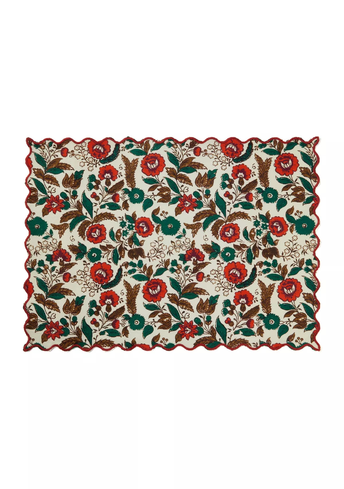 Red and Green Floral Scalloped Placemat | Belk