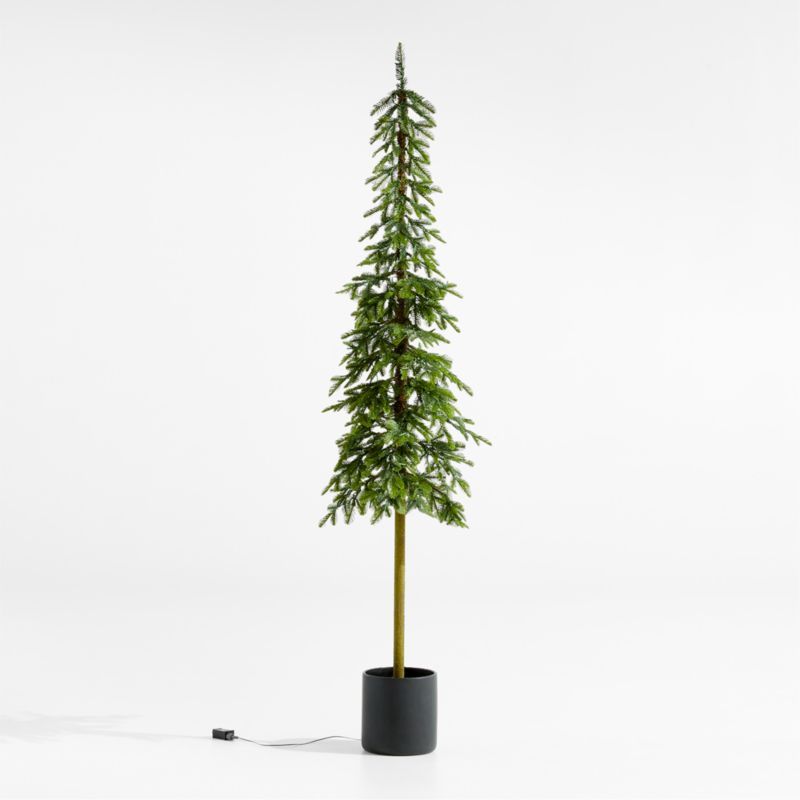 Faux Potted Slim Alpine Pre-Lit LED Tree with White Lights 7' + Reviews | Crate & Barrel | Crate & Barrel