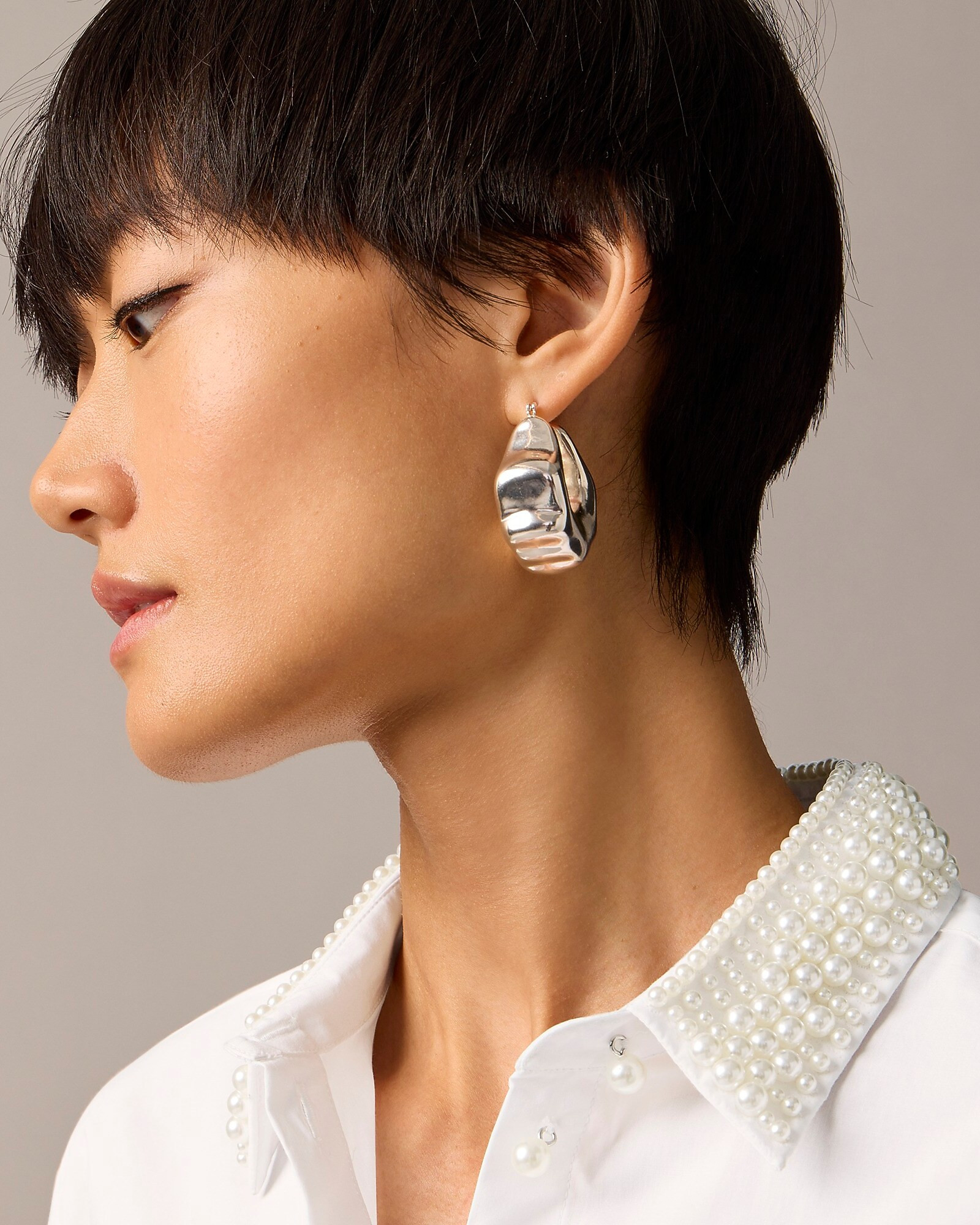 Collection cropped garçon shirt with pearl collar | J. Crew US