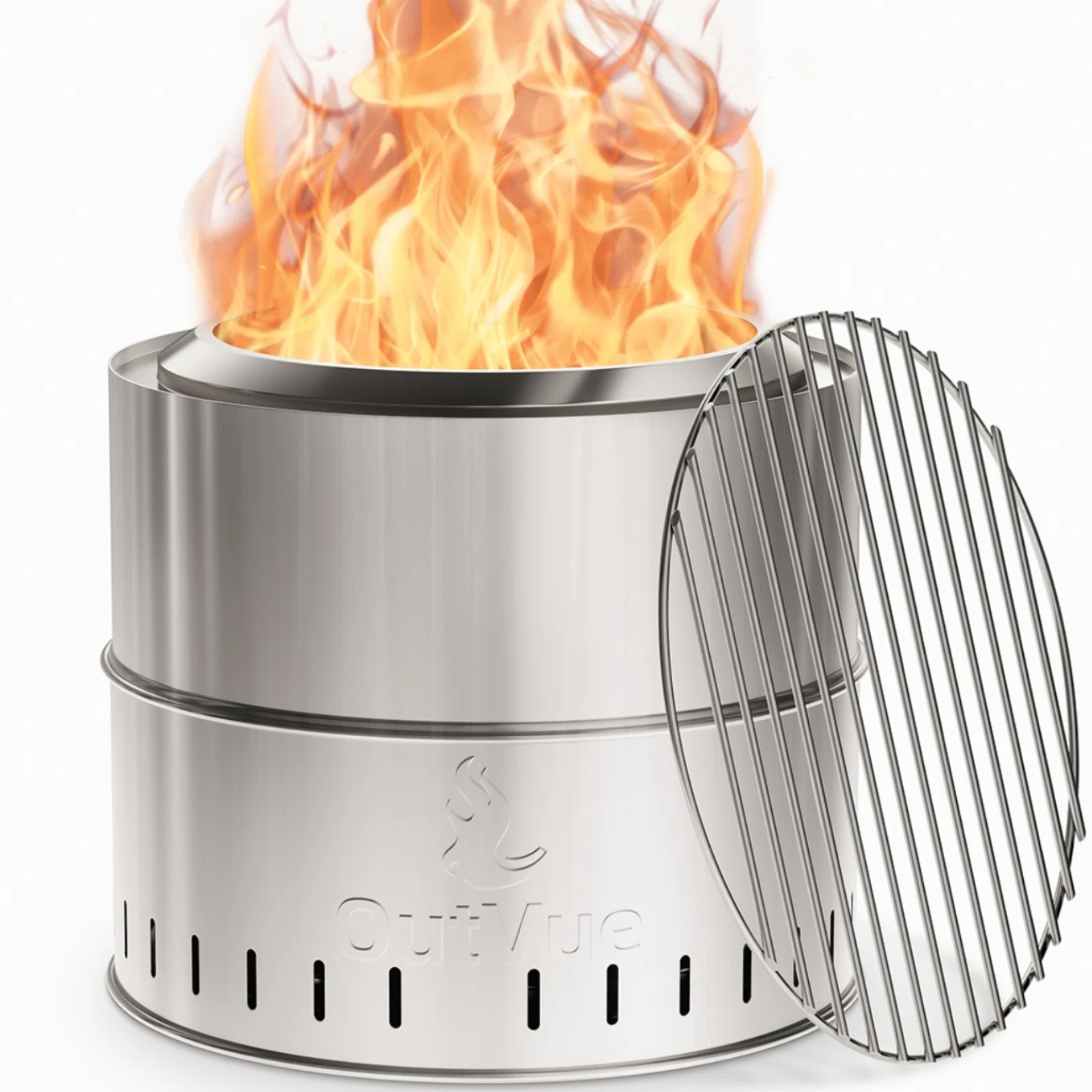 Smokeless Fire Pit with Grill & Bag, Stainless Steel Portable Smokeless Fire Pit | Wayfair North America